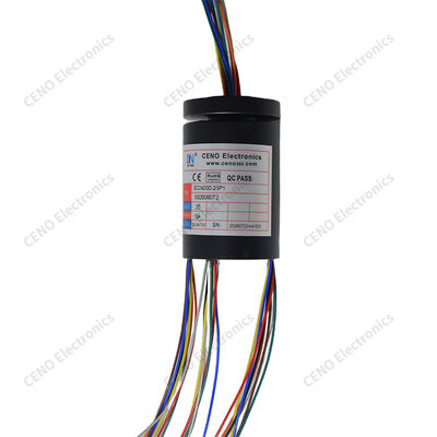 Anel de deslizamento de cápsula de flange com 25 circuitos de 5A para articulação robótica e inclinação de panela compacta